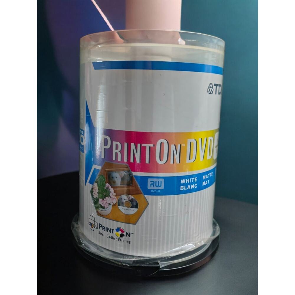 TDK PrintOn DVD +R 4.7GB 8X Compatible Single Sided Recordable 100 Discs Spindle